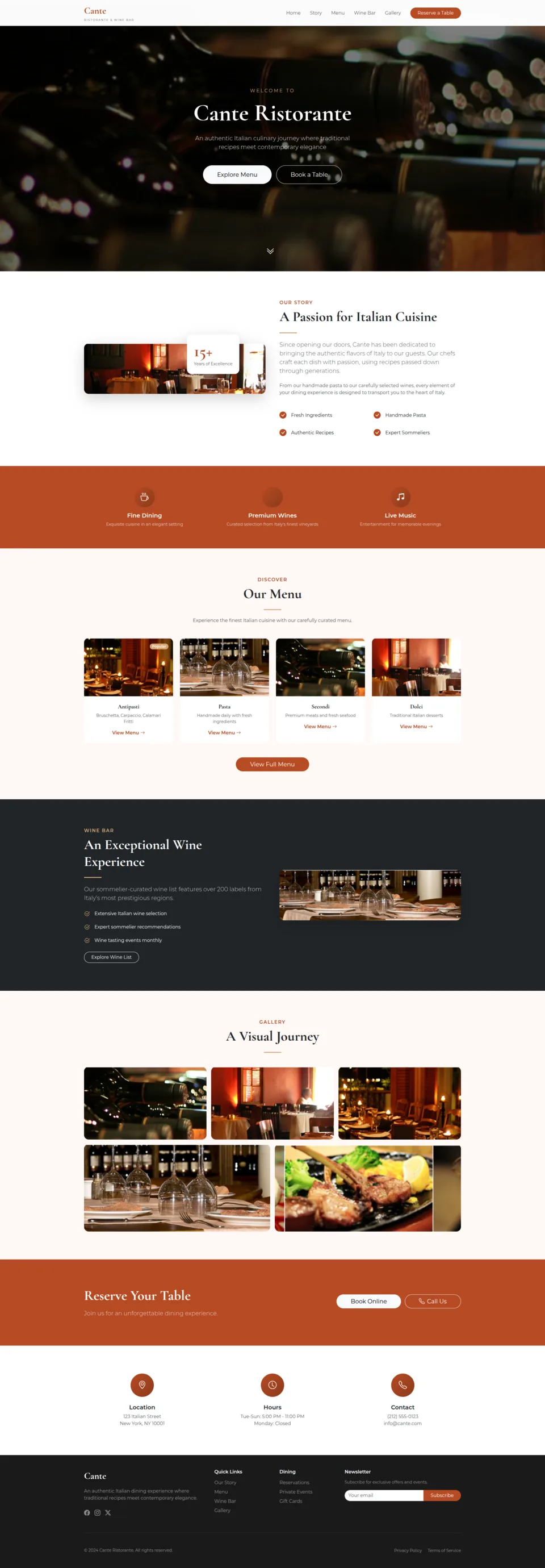 Cante Ristorante site