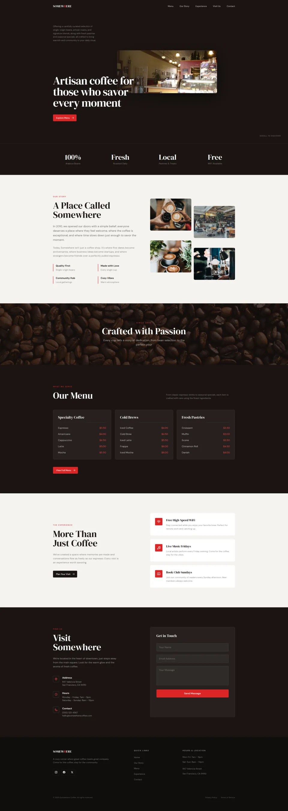 Somewhere coffee shop site
