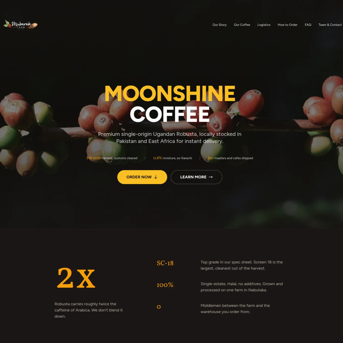 Mubarak Farm, Moonshine Coffee site